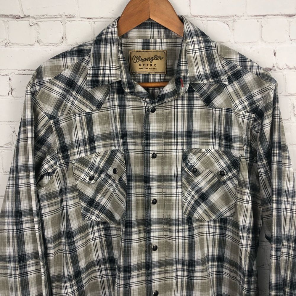 Wrangler Retro Western Plaid Button Down Men's Sz Medium